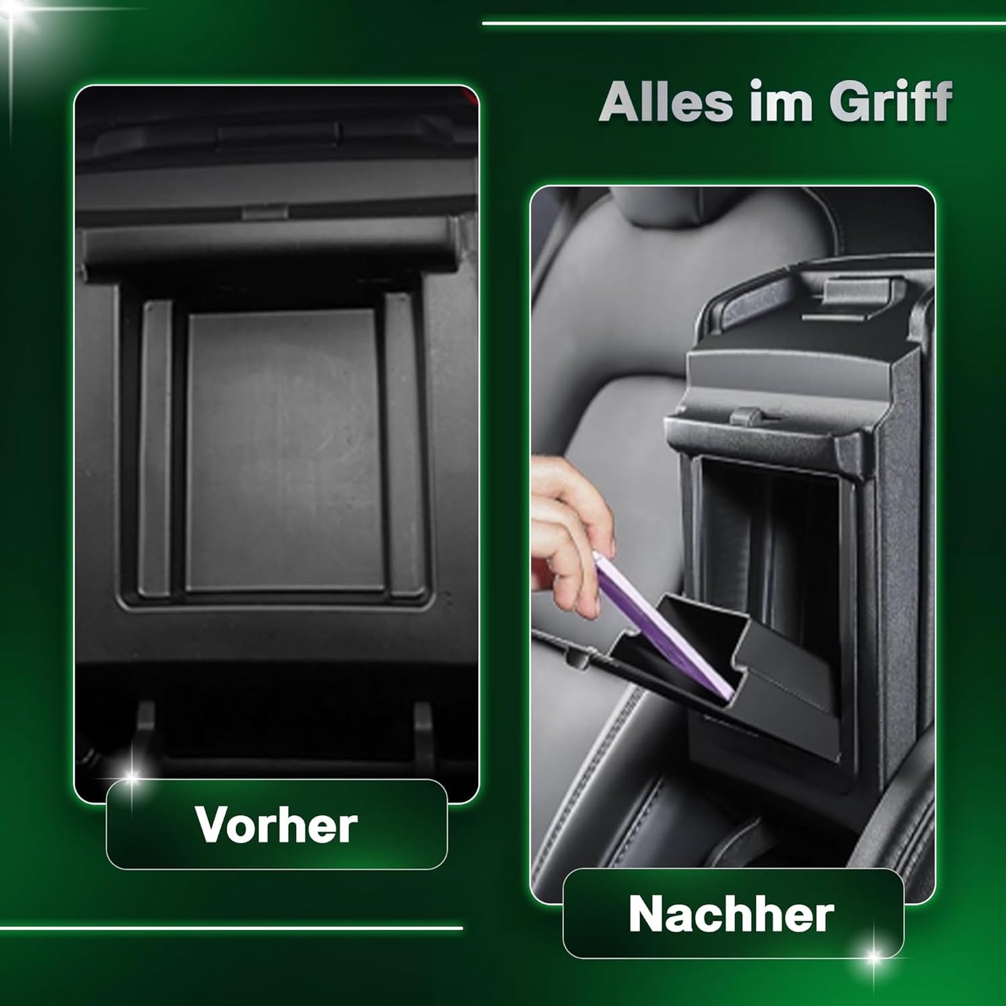 loonara Middenconsole Organizer Set voor Tesla Model 3 & Model Y - Zwart