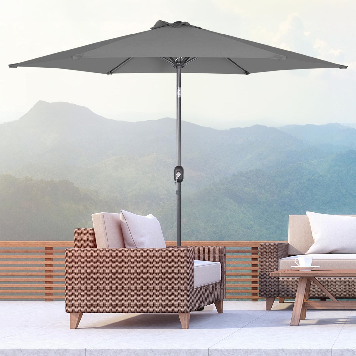 Angel Living Parasol Ø300 cm - Rond - Grijs