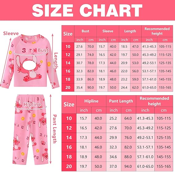 Roze Stitch Pyjama – Kinderpyjama van Katoen (Maat 1/2 Jaar – 90 cm)