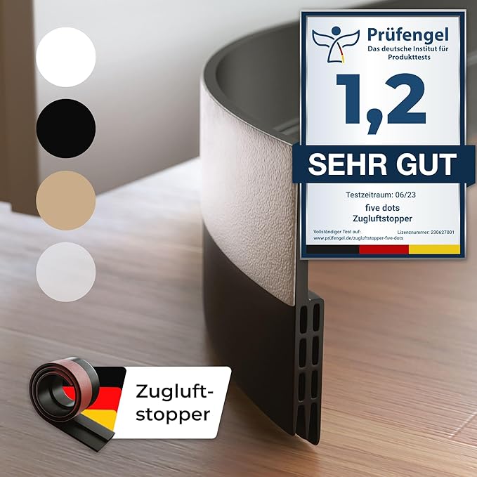Five Dots Tochtstrip voor Deuren - Zelfklevend - Houdt Warmte in de Kamer en Stopt Tocht onder de Deur – Tochtstopper voor Deuren als Bescherming tegen Koude