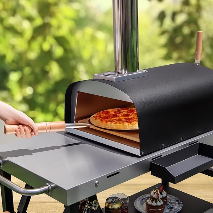 Coast Pizzaoven – Incl. Accessoires & Pizzasteen – 42 x 81 x 84,5 cm – Zwart