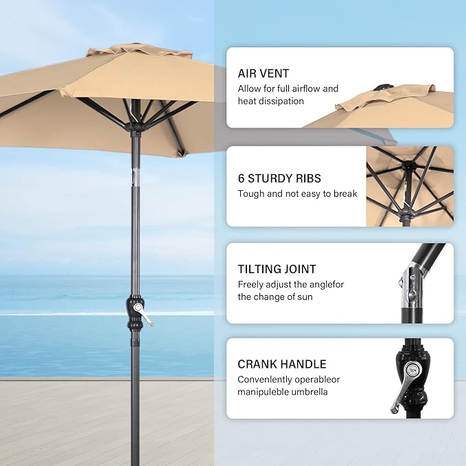 Angel Living Parasol Ø250 cm - Kantelbaar - Beige