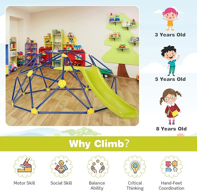 Coast Climbing Dome & Slide klimframe in Dome -vorm 241,5 x 183 x 91,5 cm rood