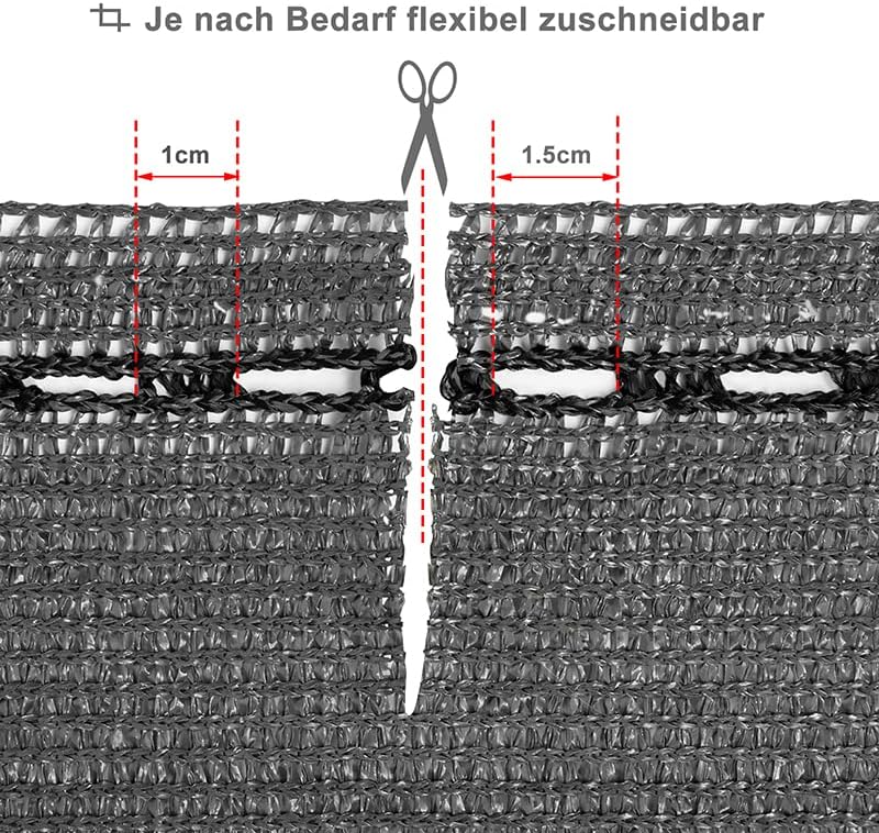 Woltu Hekscherm 1,5 x 25 m - Antraciet - HDPE Schaduwnet 150 g/m² - Inkijkbescherming en Windscherm