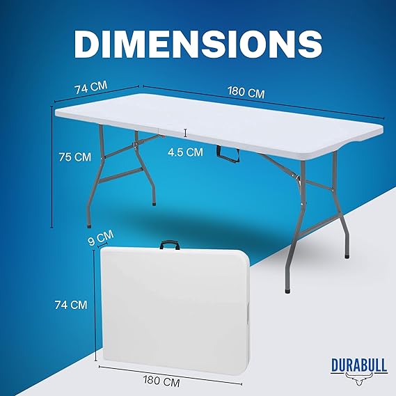 Durabull Plastic Vouwende Schraag Tafel - 1.8M Vouw in Half