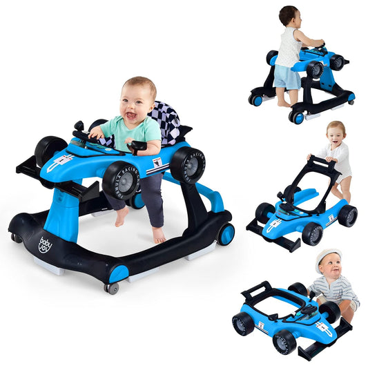 Coast 4-in-1 Loopwagen - Instelbare Hoogte - Anti Slip Pads - Blauw - 73 x 64 x 50,5-55,5 cm