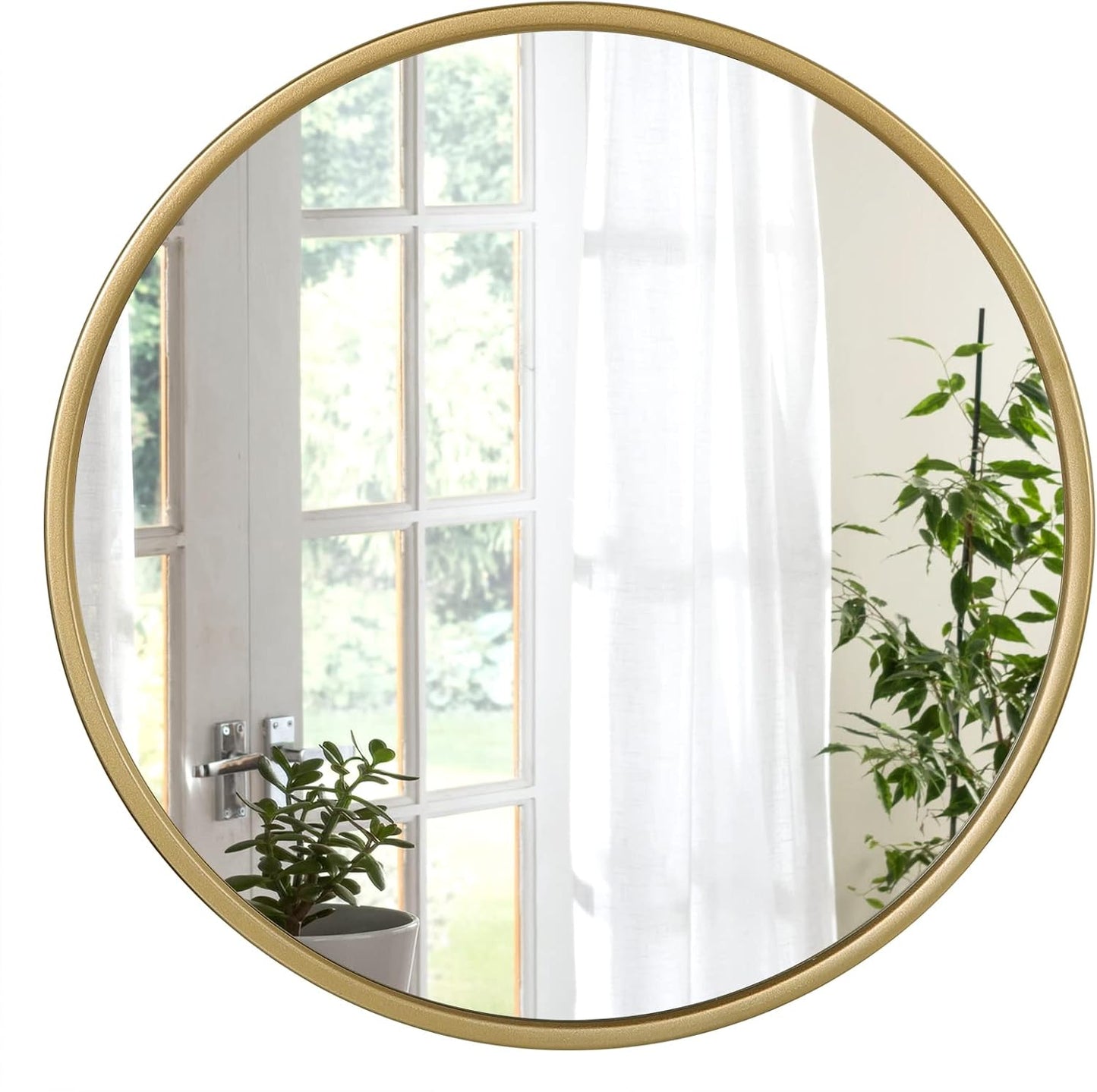 Woltu Ronde Wandspiegel 60x60 cm - Gouden Metalen Frame - Moderne Badkamer en Interieur Spiegel