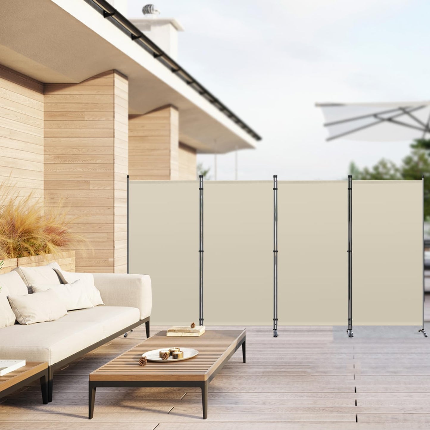 Angel Living Kamerscherm - 4 Panelen - 324 x 169 cm - Beige