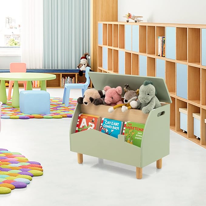 Coast Houten Speelgoedkist met Plank en Vouwdeksel 60 x 30 x 44 cm - wit