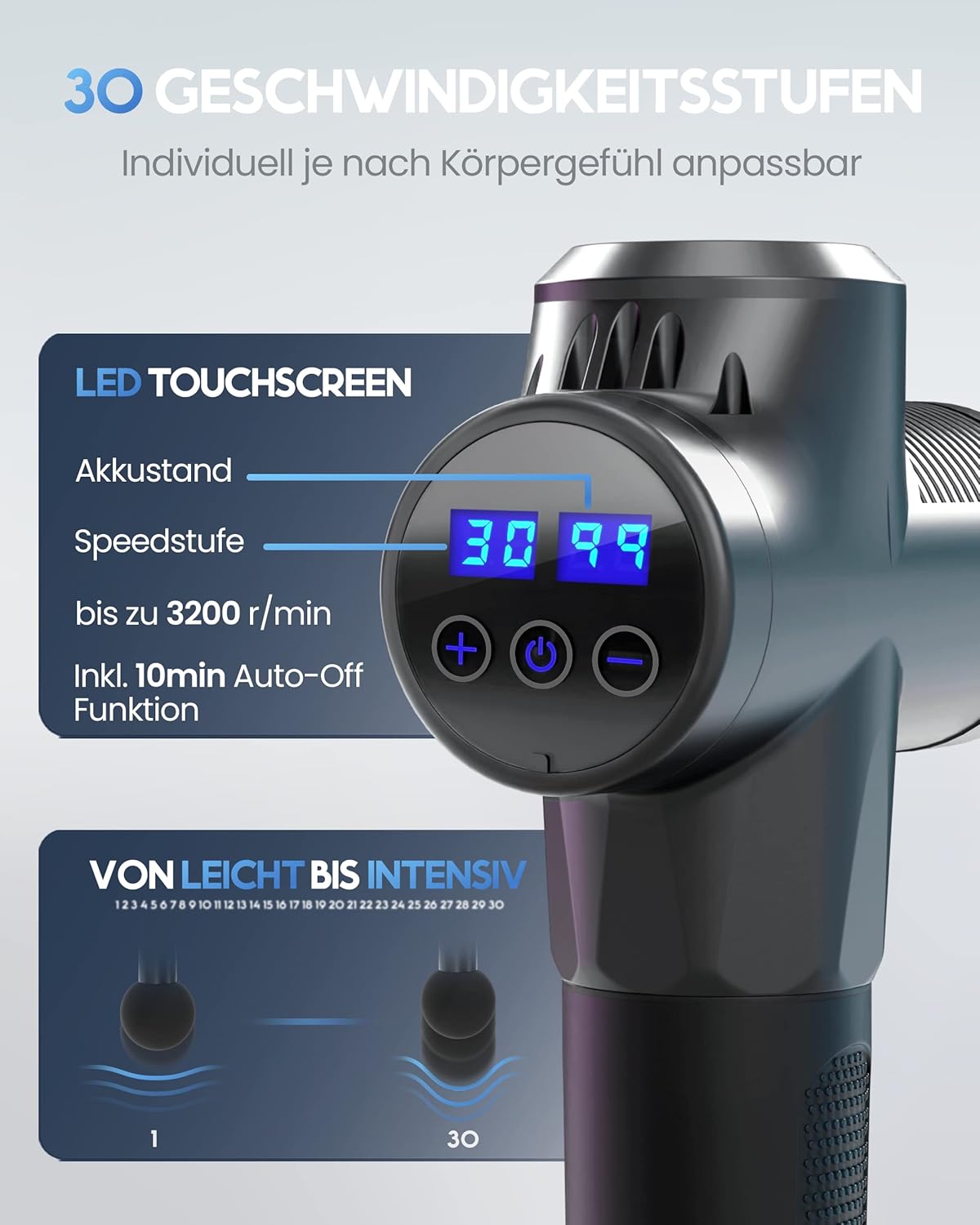 Massage Gun Massagepistool – Voorzien Van Verwarmbare Massagekop En 7 Opzetstukken En Draagtas – Voor Nacken En Rug – Zwart Kunststof – 2500mAh Accu