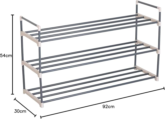 WOLTU SR0006 schoenenrek - 3 lagen - beige en grijs - 92 x 30 x 54 cm