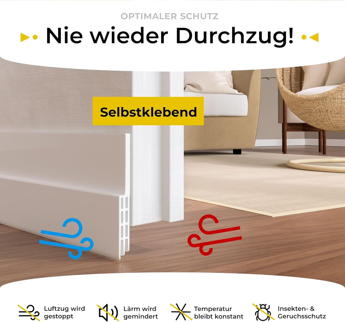 five Dots Tochtstrip met Plakrand - silicone pure white - 1 Stuk