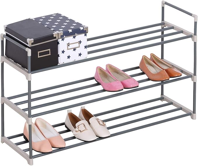 WOLTU SR0006 schoenenrek - 3 lagen - beige en grijs - 92 x 30 x 54 cm