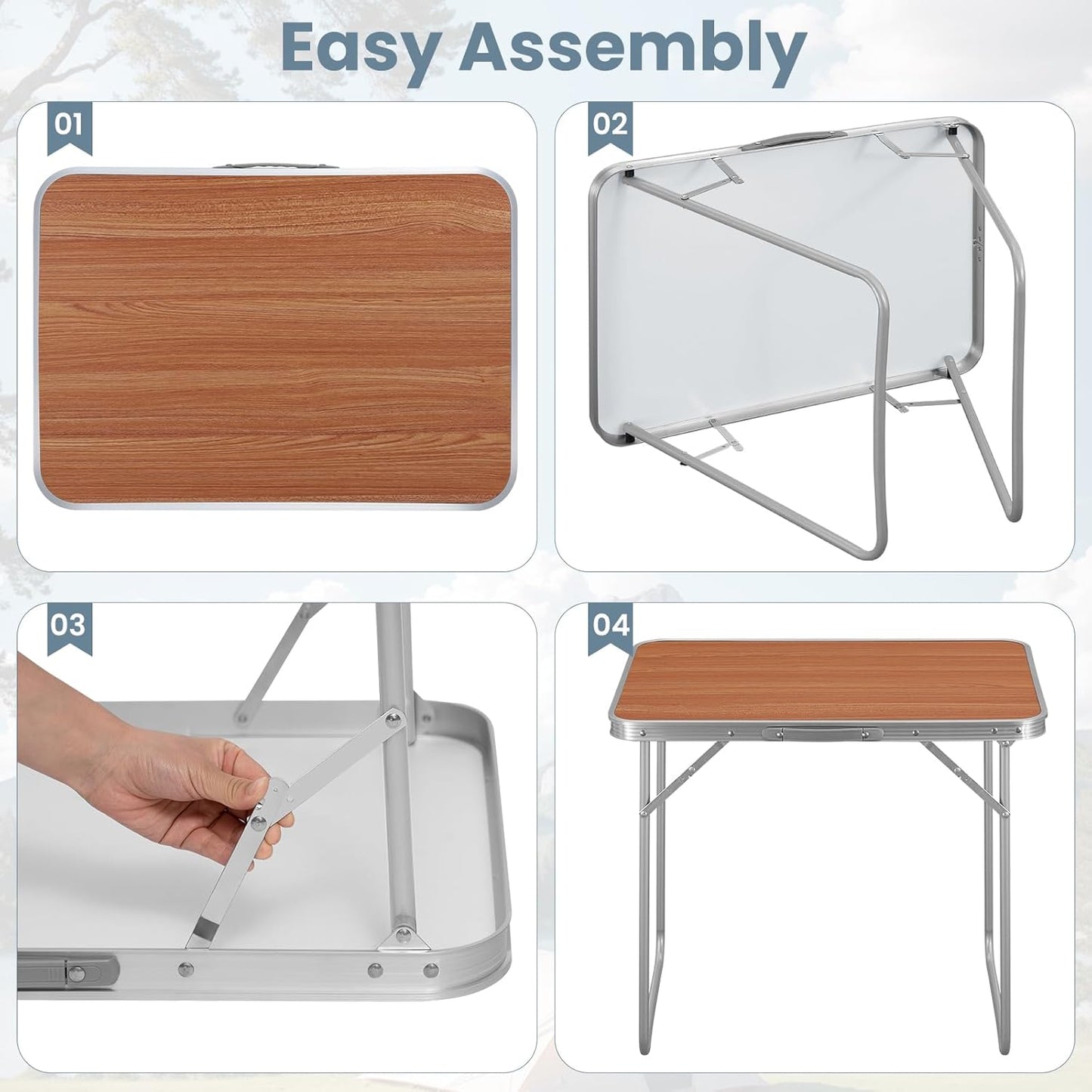 Woltu Campingtafel - Max. 40 kg - 70 x 50 x 60 cm - Eiken