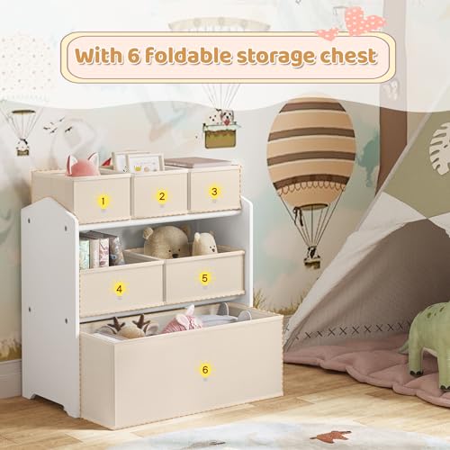 Lestarain Speelgoedrek voor Kinderen Wit - Opbergkast met 9 Speelgoedboxen - Kinderkamer & Speelkamer Organizer - 92 x 30 x 68 cm