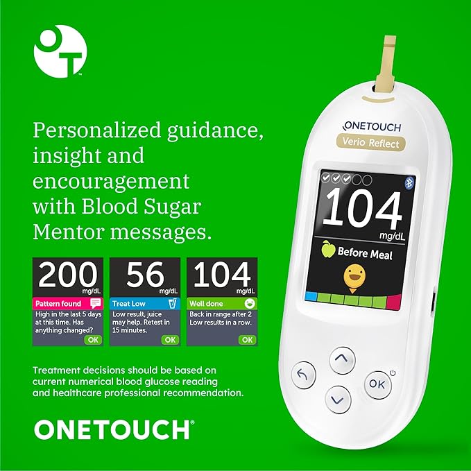 OneTouch Verio Reflect Blood Glucose Meter - Blood Glucose Monitoring - System Includes Blood Sugar Meter - Lancing Device and 10 Sterile Lancets