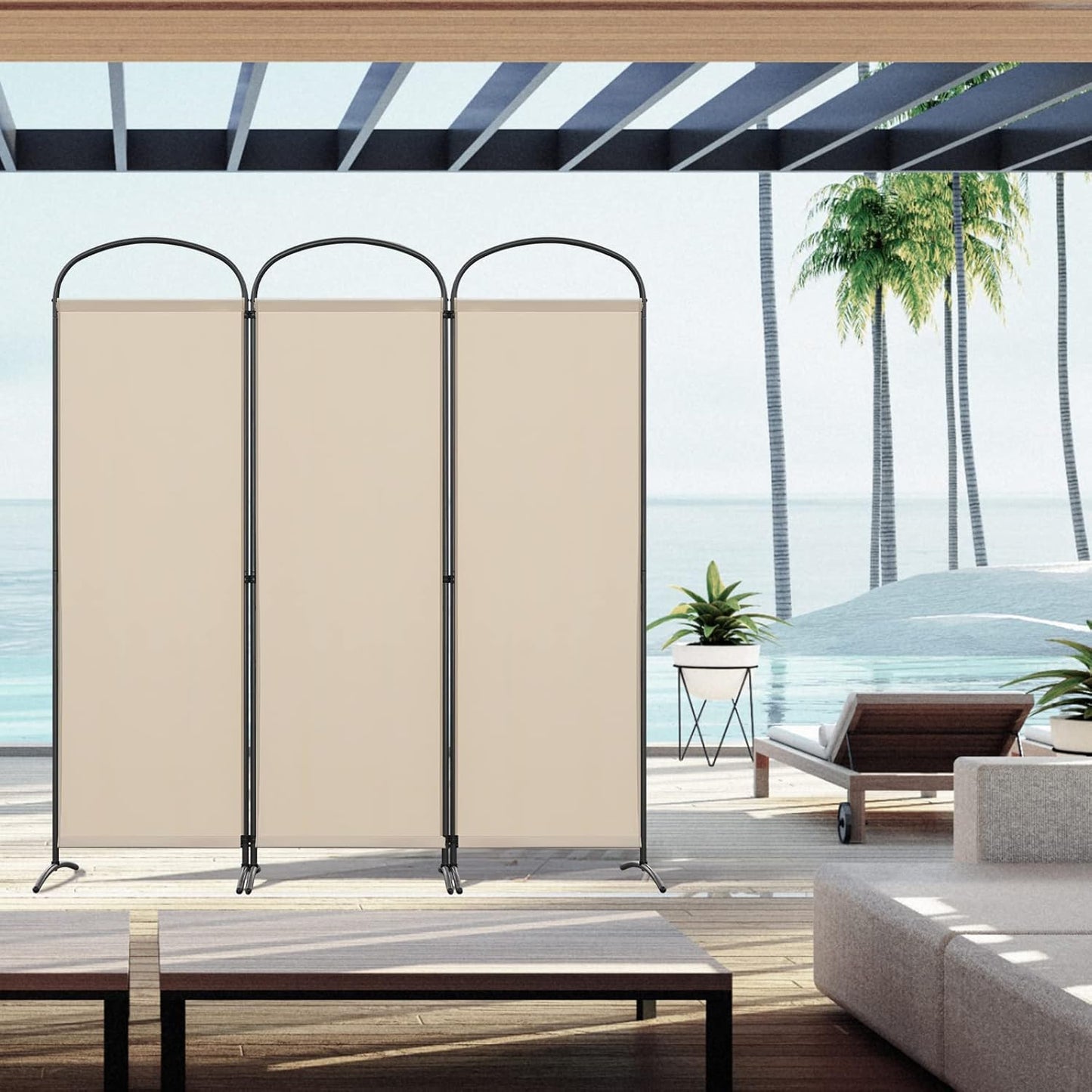 Angel Living Kamerscherm - 3 Panelen - 168 x 182 cm - Beige