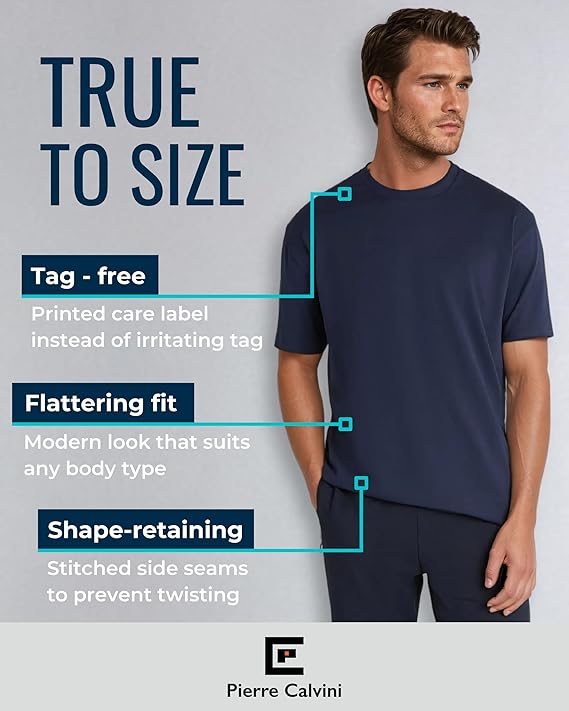 Pierre Calvini – Heren T-Shirt Multipack 3/5 stuks – 100% Katoen – Regular Fit – Korte Mouwen – Crew Neck – Premium Gewicht – Navy / Burgundy / Olive – Maat L