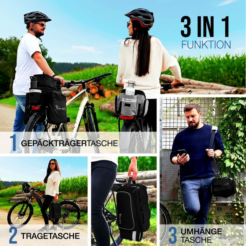 MIVELO Fietstas Bagagedrager - Geïsoleerd - Tot 20L - Waterafstotend - 40 x 22 x 20 cm - Zwart