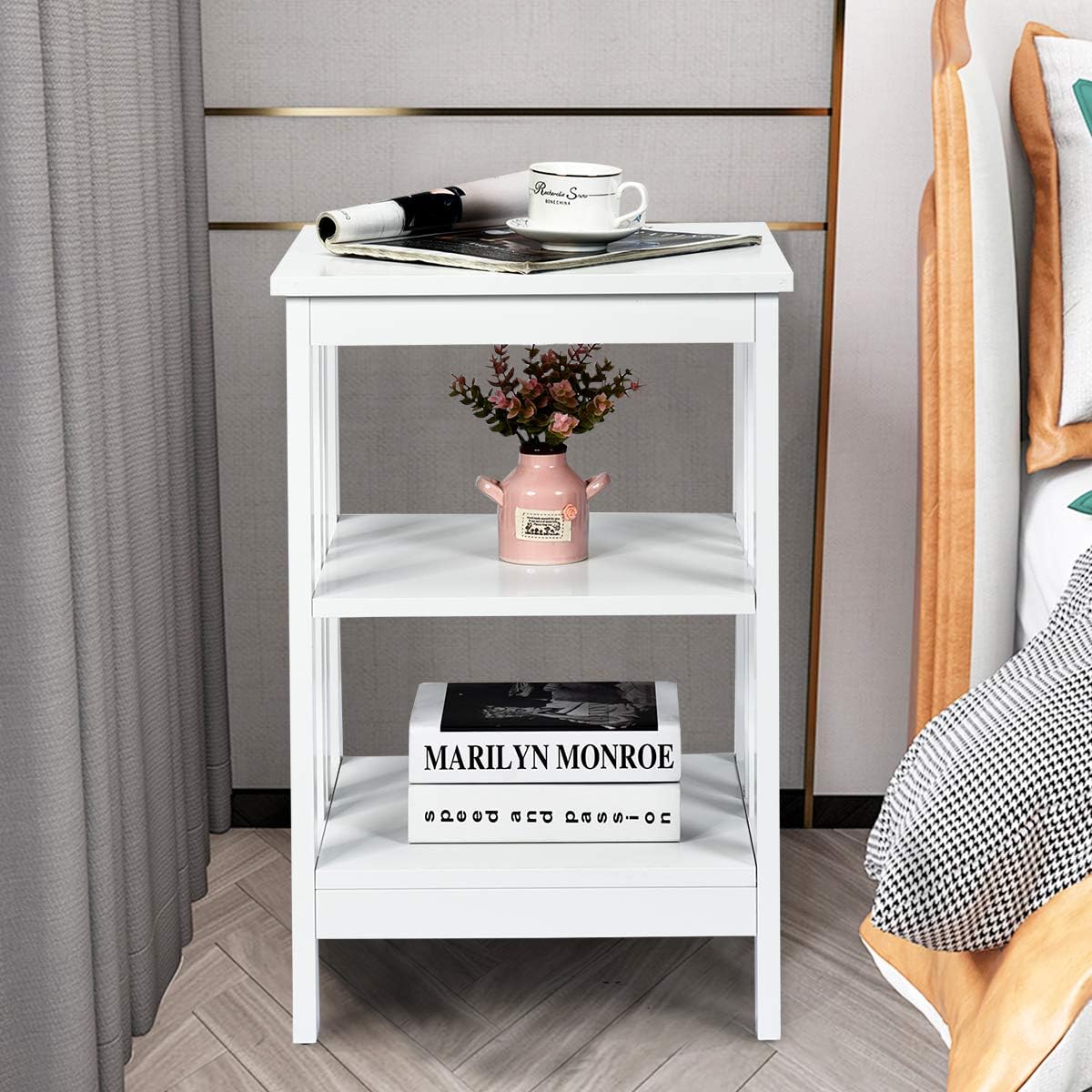 Coast 3-daagse nachtkastje Sofatische salontafel voor slaapkamers 40 x 40 x 61 cm wit