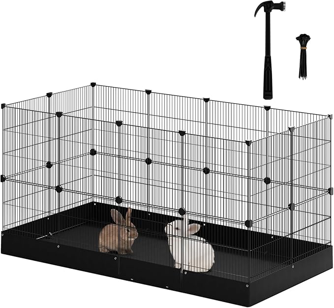 EUGAD 0061WL dierenren voor kleine dieren - metalen speelren met waterdichte Oxford bodemplaat - 140 x 71 x 71 cm zwart