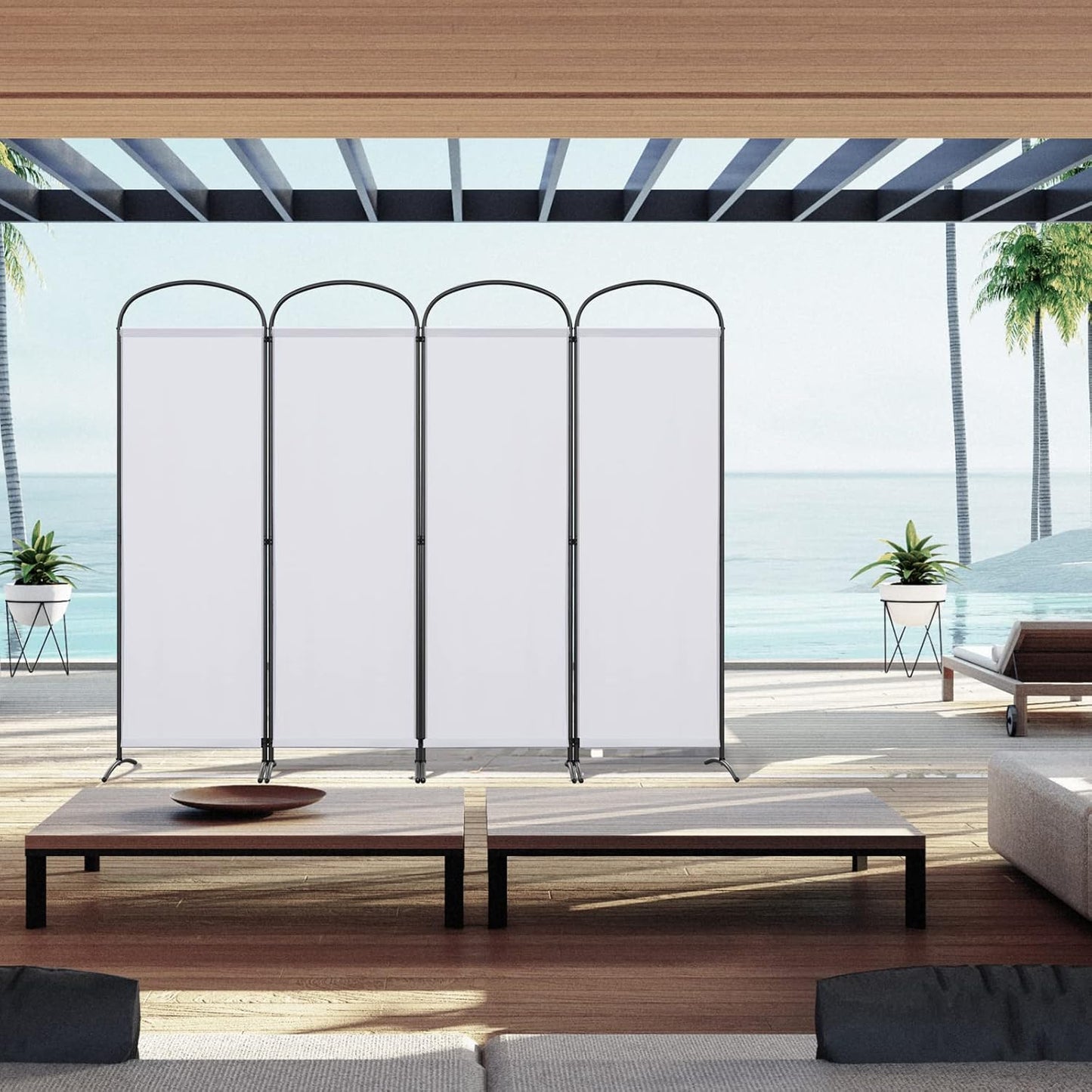Angel Living Kamerscherm 4 Panelen - 224 x 182 cm - Wit