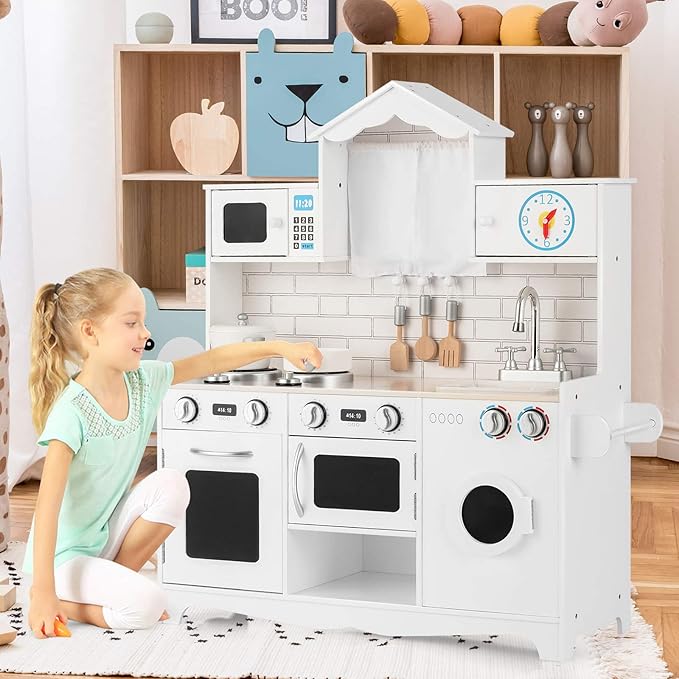 Coast Children's Kitchen inclusief game -accessoires spelen keuken met wasmachine en magnetron 78 x 29 x 93 cm wit