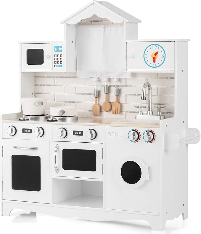 Coast Children's Kitchen inclusief game -accessoires spelen keuken met wasmachine en magnetron 78 x 29 x 93 cm wit