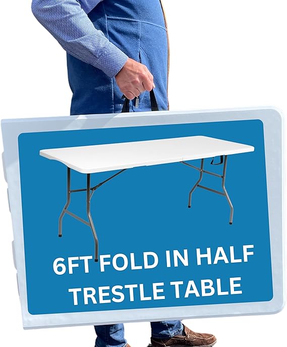 Durabull Plastic Vouwende Schraag Tafel - 1.8M Vouw in Half