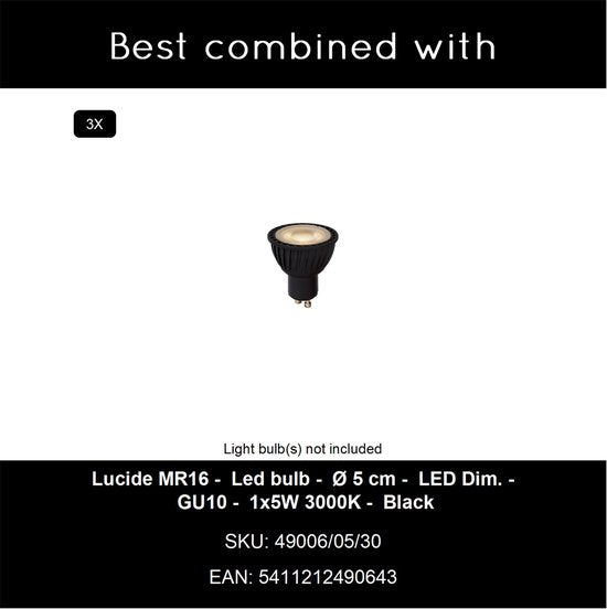 Lucide UPTON - Vloerlamp - 3xGU10 - Fumé