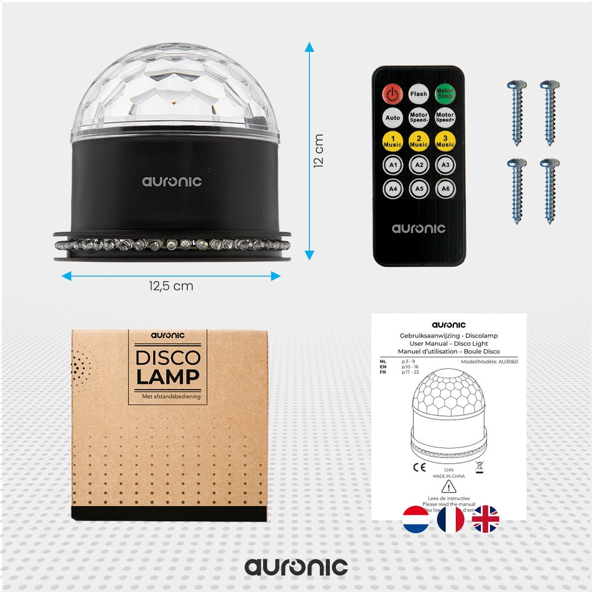 Auronic Roterende Discolamp - Discobal - LED - Afstandsbediening en Muziekgestuurd - Kinderen/Volwassenen