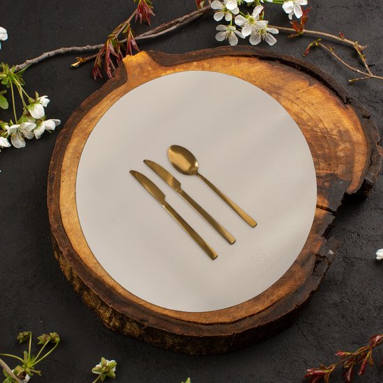 Castagnola Lederlook Placemats - Antislip Placemat van Kunstleer - Waterafstotende Onderlegger - Onderzetter - 6 Stuks - Diameter 38 cm - Offwhite