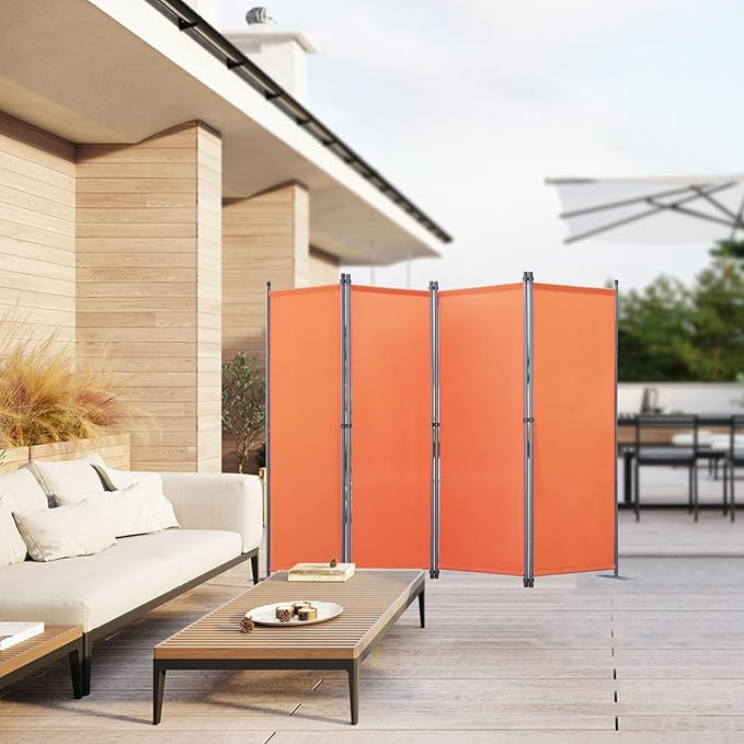 Angel Kamerscherm 4 Panelen - Oranje - Ruimteverdeler en Privacy Scherm