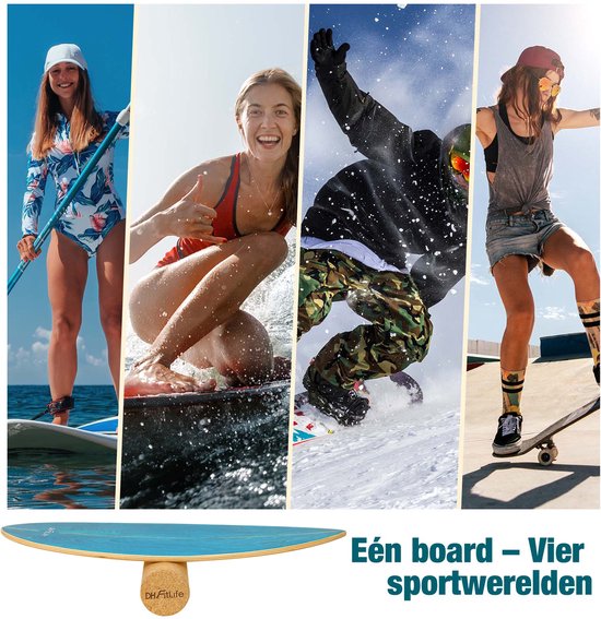 DH FitLife Houten Balance Board met Rocker Vorm – Balansbord voor Kinderen & Volwassenen – Indoor Fitness & Core Training, Groen