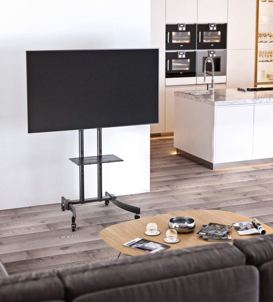Tv standaard beurs statief - verrijdbaar hoogte instelbaar en kantelbaar - 171 cm hoog