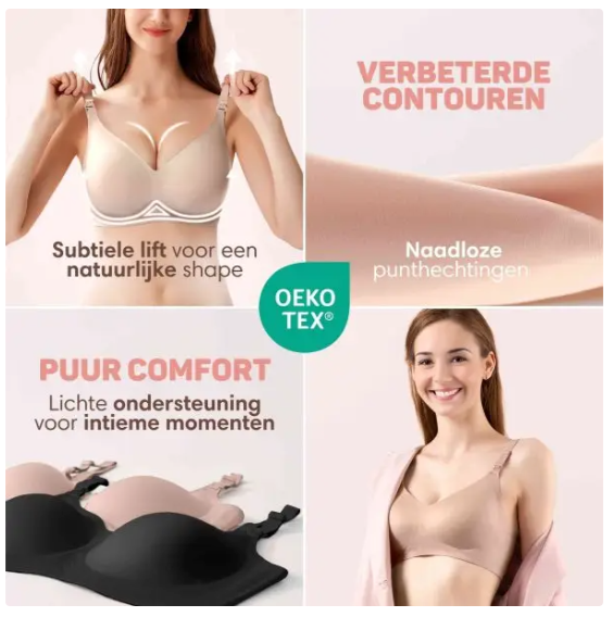 Vulpes Goods® – Voedingsbh Zonder Beugels – Maat Large – Voorzien Van Eénhandige Sluiting En Verstelbare Bandjes En OEKO-TEX® Certificering – Voor Borstvoeding En Zwangerschap – Crème Katoenmix