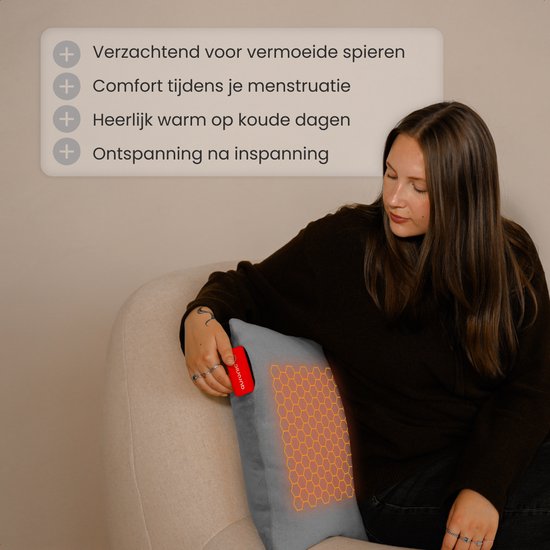 Auronic Warmtekussen - Classic - 45x60 - Draadloos - Oplaadbaar - Elektrisch kussen - Infrarood - Grijs