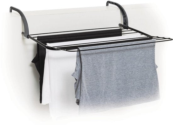 5Five Inklapbaar klein wasgoedrekje/droogrek - 7 meter waslijn - Ophangbaar - 60 x 55 cm - radiator/deur