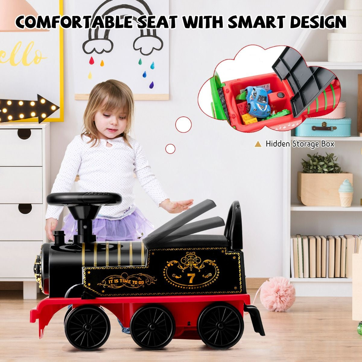 Coast 6V Electric Children's Pull om rechtop te zitten met 16 stuks rails voor kinderen van 3 jaar Schwarz