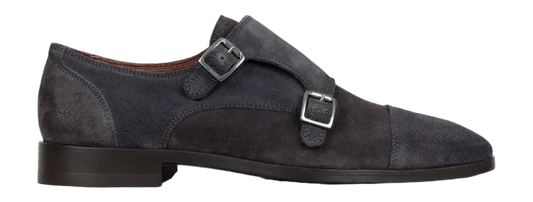 Rehab Phill Sue Donkerblauw – Geklede Suède Gespschoenen Heren - Maat 42