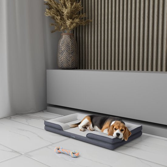 CozySense® Orthopedische Hondenmand 100 x 70 cm - Maat XL - Waterdicht Hondenbed met Wasbare Hoes - Geschikt Als Benchkussen - Wit