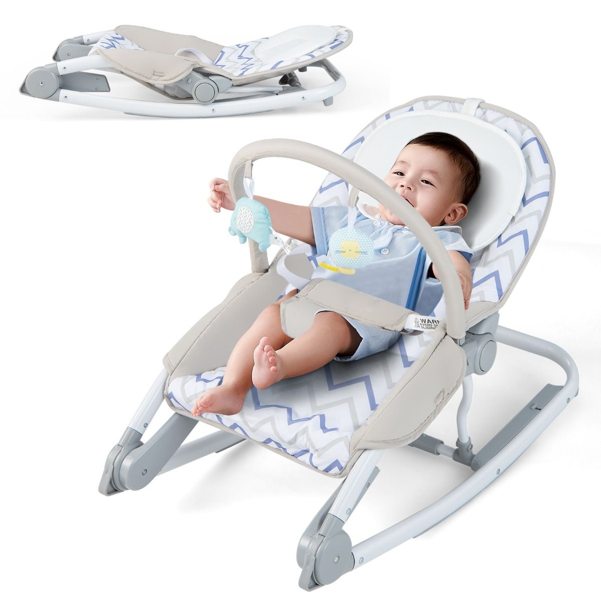 Coast 2-in-1 babywipstoel - verstelbare rugleuning in 3 standen - afneembare stoffen zitting - grijs/roze