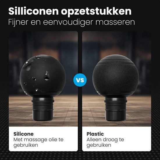 Auronic Massage Gun - Massage Apparaat - Professioneel - 4 Opzetstukken en Koffer - Massage Pistool - Hele Lichaam - Grijs
