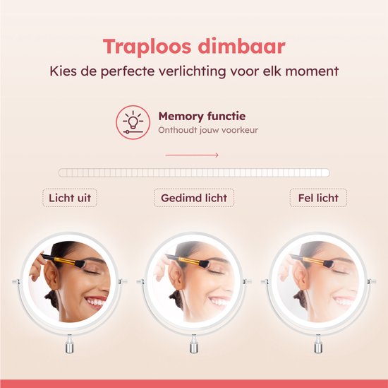 Fraay® Make Up Spiegel met LED Verlichting - 10x Vergroting - Vergrootspiegel met Licht - Oplaadbaar - Scheerspiegel - Badkamerspiegel - Chroom
