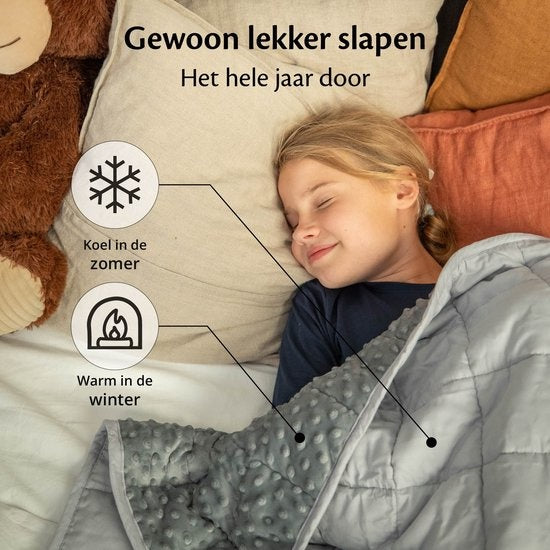 EL-Life Verzwaringsdeken Kind 2,4kg - 90 x 120cm - Zwaartedeken - Weighted Blanket - Verzwaarde Deken - OEKO-TEX Katoen & Minky Fleece