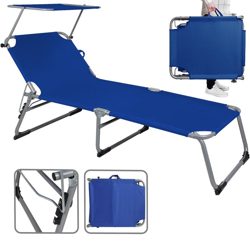 Casaria Ligstoel Hawai - 4-voudig Verstelbaar UV-Bestendig – Blauw