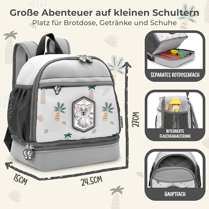 REISERACKER Kinderrugzak Adventure – 27 x 24,5 x 15 cm – Waterdichte Rugzak met Reflectie en Veiligheidsvest