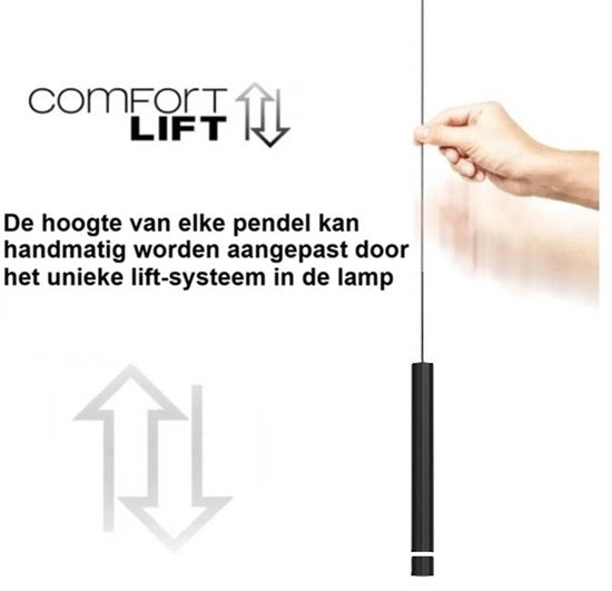 Hanglamp Volari 4714ZW zwart design hoogte verstelbaar van 50 tot 170 cm, met metalen en elektronische onderdelen, merk Steinhauer