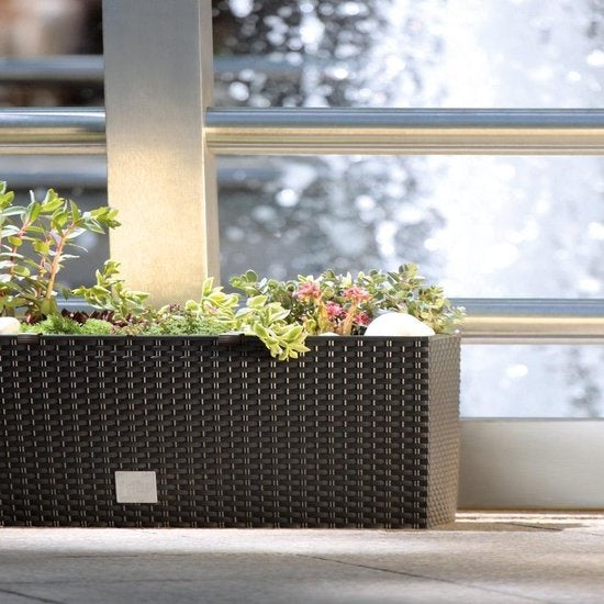 Deuba Plantenbak 2 Stuks - Polyrattan 30 Liter - 60x25x46cm Antraciet