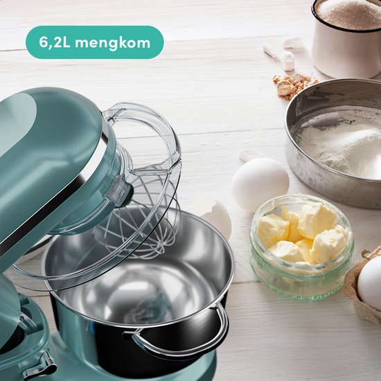 KitchenBrothers 2000W Keukenmachine - Keukenrobot - 6,2L - Mixer met Mengkom - Keukenmixer - Pastel Groen